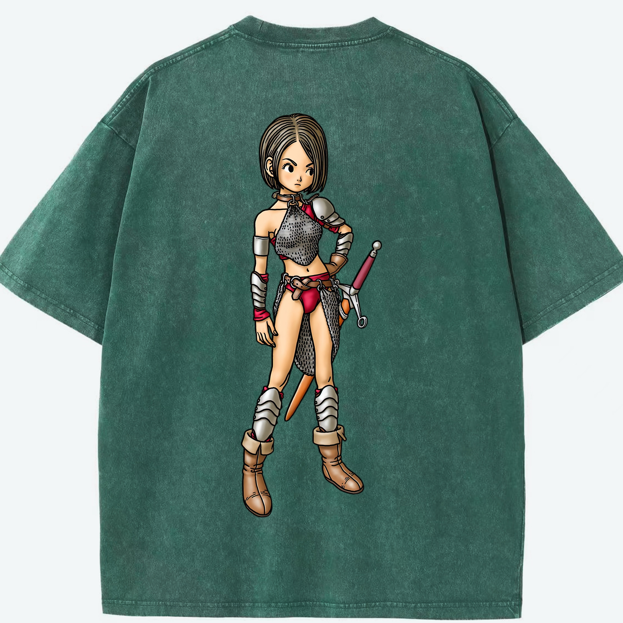（画像用） ドラゴンクエスト Doragon Kuesuto Dragon Quest 綿100% ヴィンテージ風 半袖Tシャツ（背面プリント）